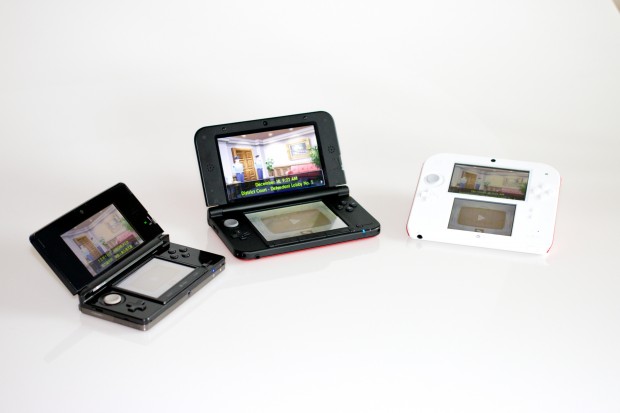 Von links nach rechts: Nintendo 3DS, 3DS XL, 2DS